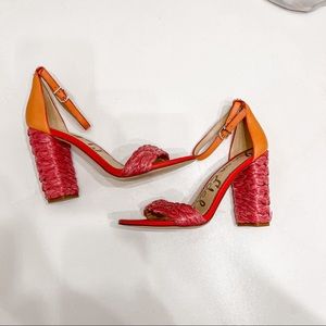 Sam Edelman pink and orange woven heels size 7